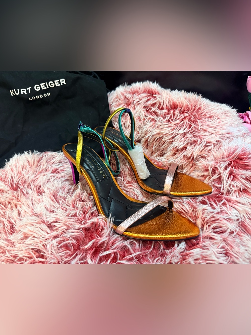 Kurt Geiger London Metallic Multicolor Strappy Heels US 8 EU 38.5